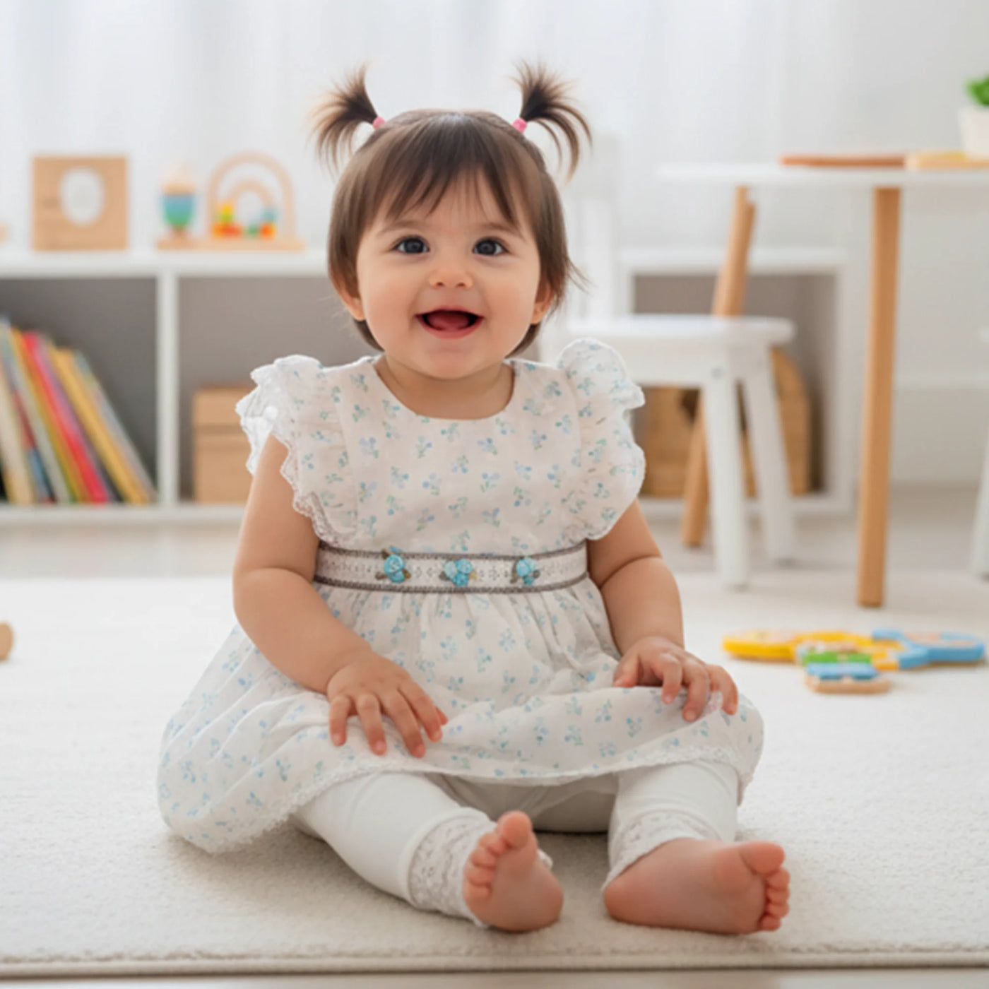 Embroidered Frock with Tights - Girls (Infants)