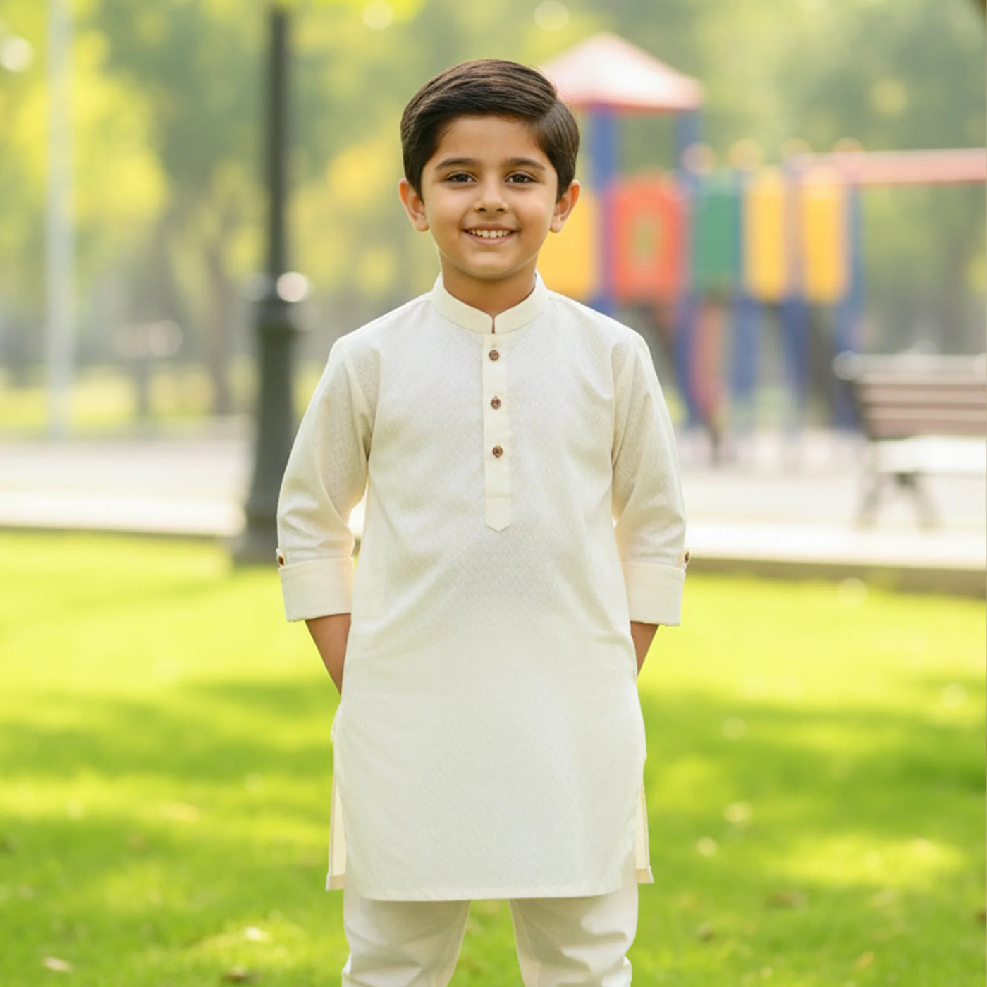 Off-White Shalwar Kameez - Boys