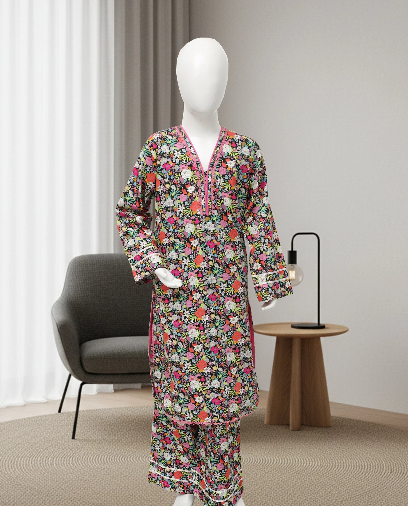 2PC Printed Shalwar Kameez - Girls