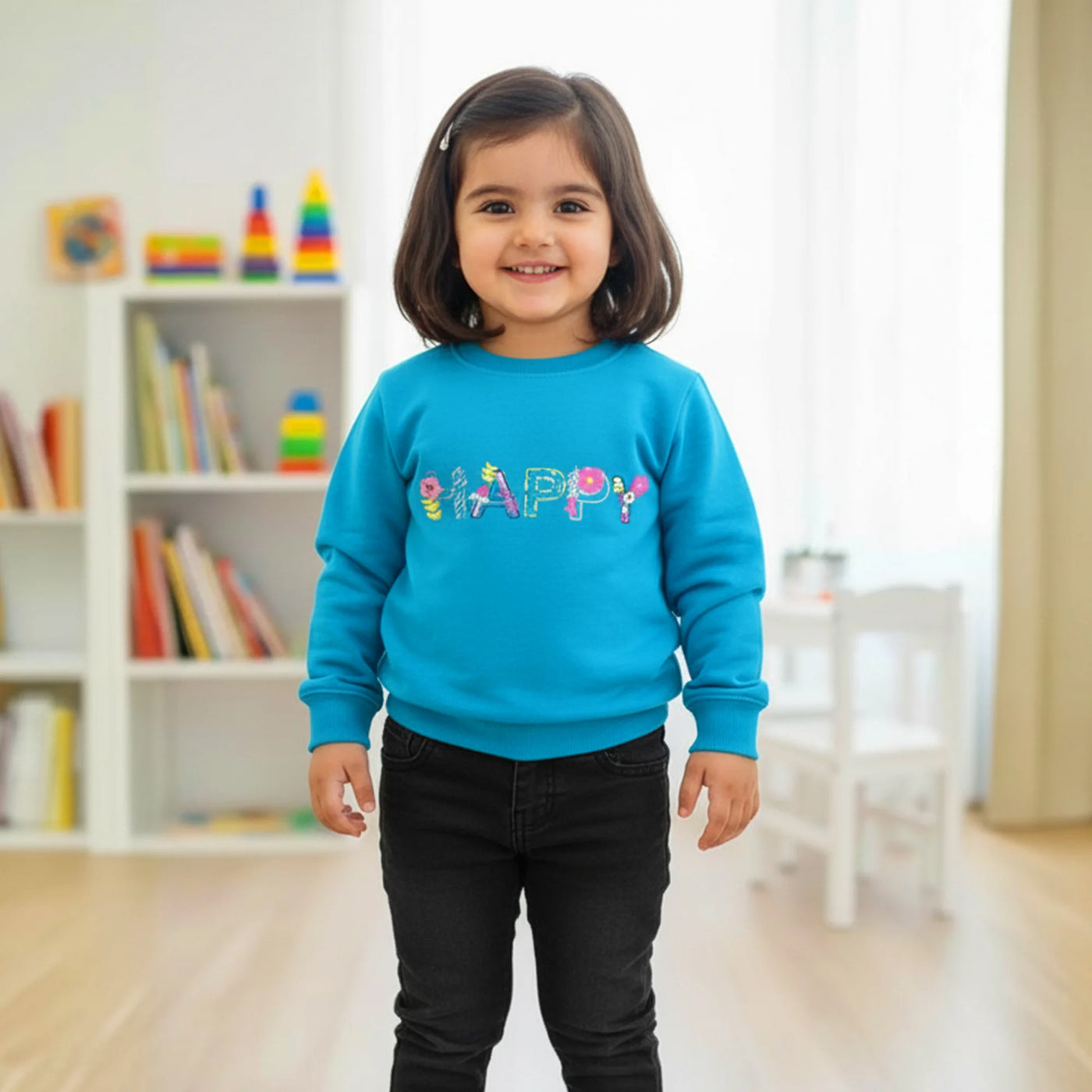 Happy Floral Sweatshirt - Girls